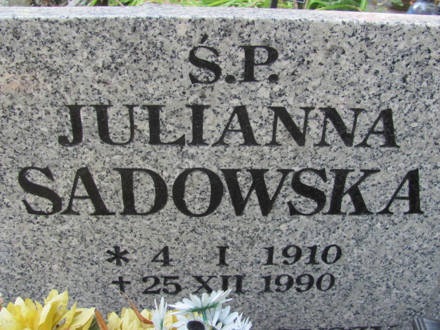 Julianna Sadowska 1910 Bolków - Grobonet - Wyszukiwarka osób pochowanych